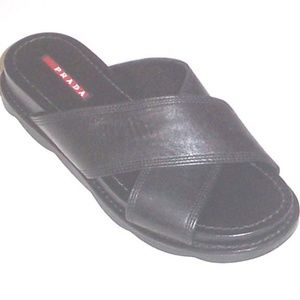 PRADA Women's blk crisscross upper sandals 38.5